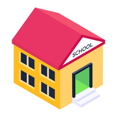 
An exterior of a school, isometric icon
