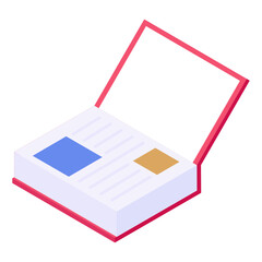 
An open book in isometric icon 
