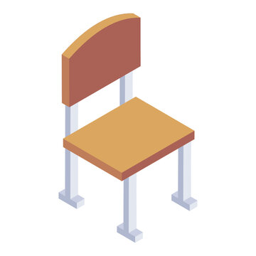 
An icon of student chair in isometric design
