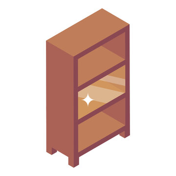 
Office racks, isometric icon of wooden bookshelves 
