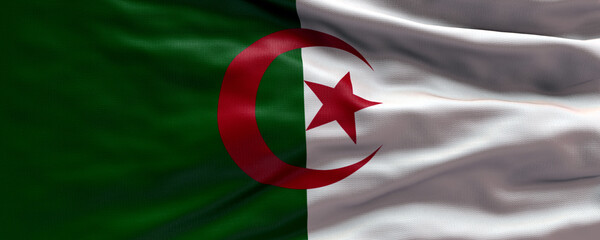 Waving flag of Algeria - Flag of Algeria - 3D flag background