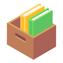 
Office racks, isometric icon of wooden bookshelves 
