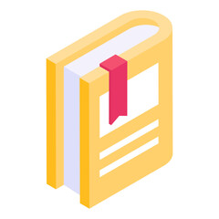 
A book with bookmark in isometric icon 
