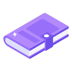 

Isometric icon of journal, buttoned notebook
