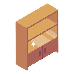 
Wooden office cabinet for file storage, isometric icon
