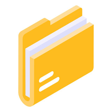 
Folder icon in isometric style, archive containing documents

