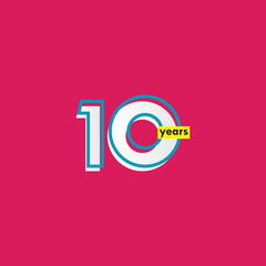 10 Years Anniversary Celebration Line Vector Template Design Illustration