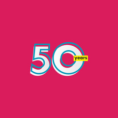 50 Years Anniversary Celebration Line Vector Template Design Illustration