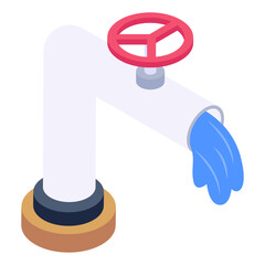 
Water valve, isometric icon of faucet 
