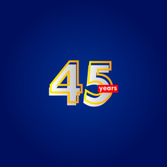 45 Years Anniversary Celebration Line Vector Template Design Illustration