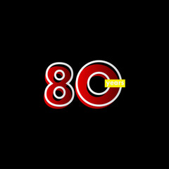 80 Years Anniversary Celebration Line Vector Template Design Illustration