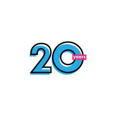 20 Years Anniversary Celebration Line Vector Template Design Illustration