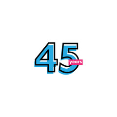 Obraz premium 45 Years Anniversary Celebration Line Vector Template Design Illustration