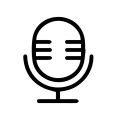 Silhouette of microphone on white background.