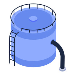 
Liquid storage reservoir, isometric icon of water cistern 
