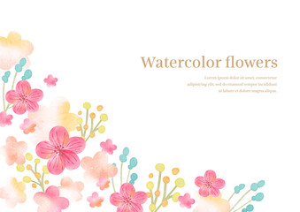 watercolor plum flower frame 水彩ベクターの梅の飾り背景