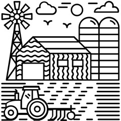 Ploughing Illustration Vector 