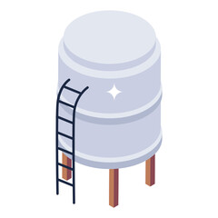
Liquid storage reservoir, isometric icon of water cistern 
