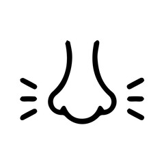 Silhouette of nose on white background.