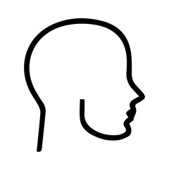 Head silhouette on white background.