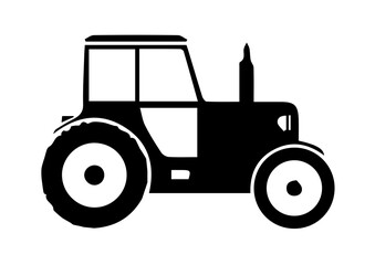 Tractor silhouette on white background
