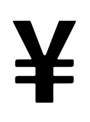 Obraz premium Silhouette of yuan on white background