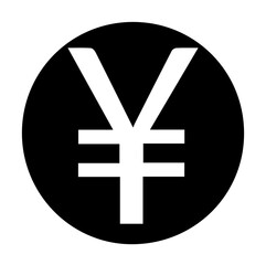 Silhouette of yuan on white background