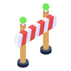 Isometric icon stop barrier, security checkpost 