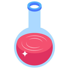 
A vector of blood flask, isometric icon of laboratory flask
