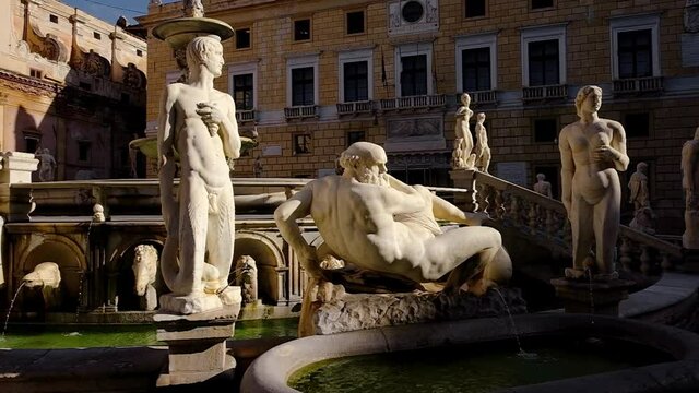 The Praetorian Fountain or Fontana Pretoria in Palermo, Sicily, Italy
