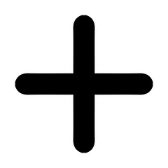 Silhouette of plus on white background.