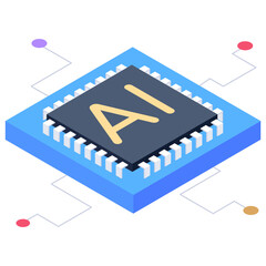 
Icon of artificial intelligence, isometric vector  
