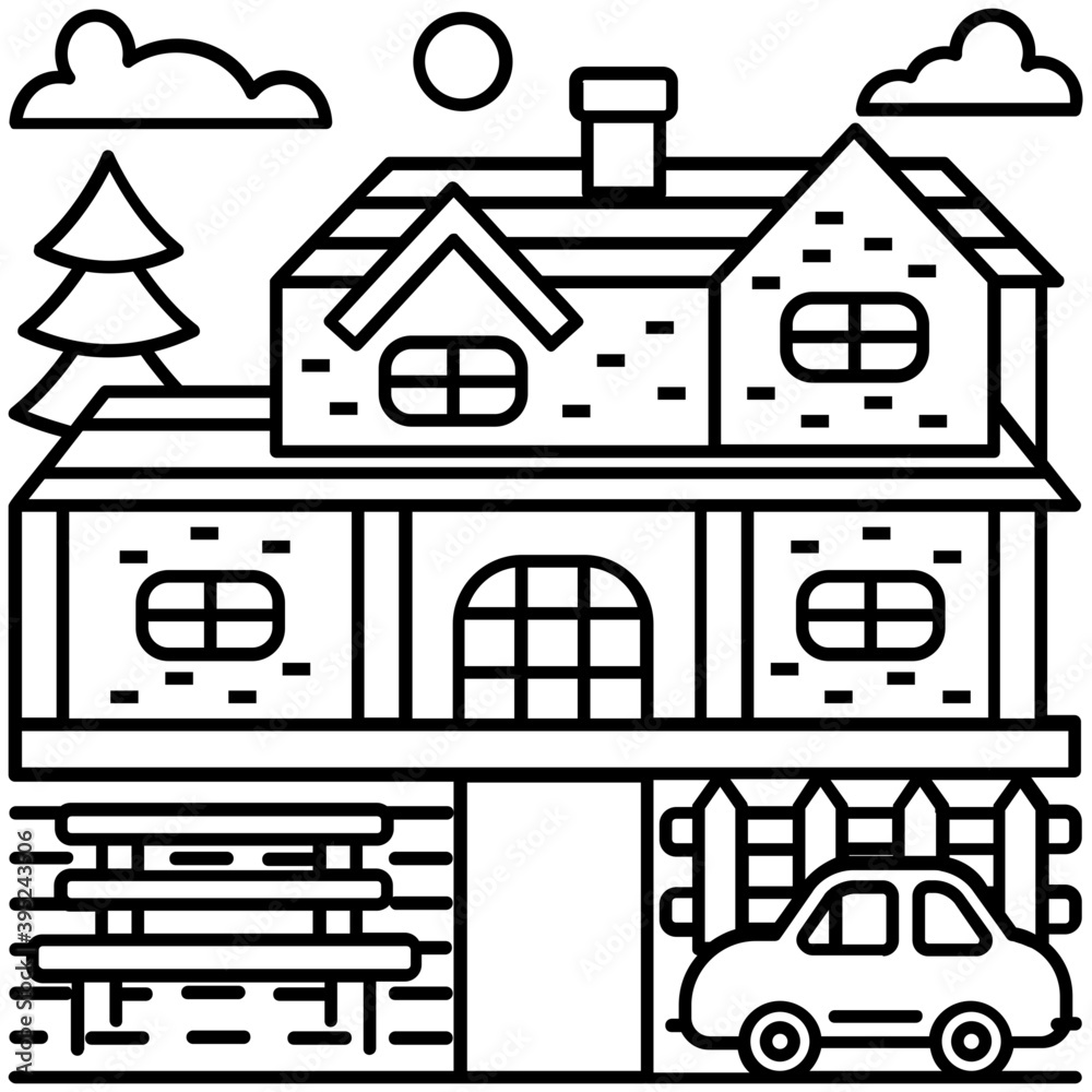 Sticker modern house vector