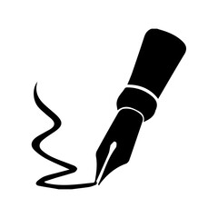 Ballpoint pen silhouette on white background.