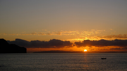 Fototapeta na wymiar Sunrise over Desertas Islands, Madeira Island, Portugal