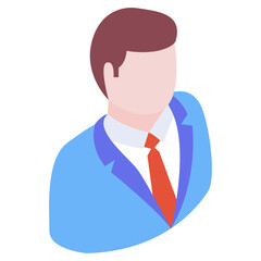 
A male member denoting user in isometric icon
