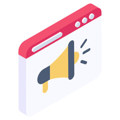 
Speaker insider website, website marketing isometric icon
