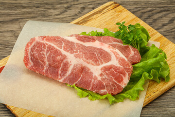Raw pork meat neck steack