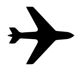 Silhouette of airplane on white background
