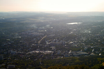 Aerial view on a morning city