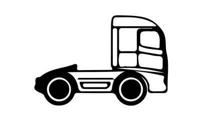 Silhouette of truck on white background