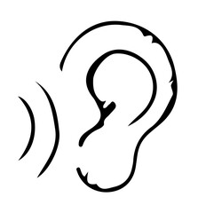 Ear silhouette on white background.