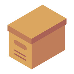 
An icon of cardboard in modern isometric style, delivery parcel  
