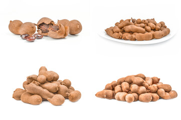 Collage of Tamarind isolated on a white background cutout