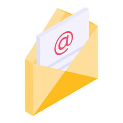 
Letter inside envelope, isometric icon of email
