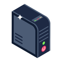 
Desktop tower icon in isometric design, central processing unit 
