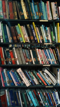 Full Frame Shot Of Books In Shelves