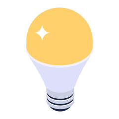  Light bulb icon, isometric design of night bulb 