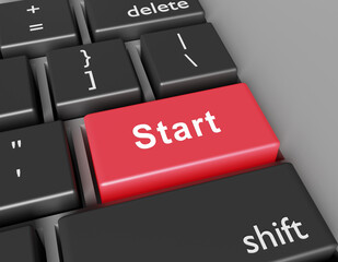 Beginning concept. Word Start on button of computer keyboard