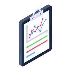 
Business infographics on sheet, isometric icon report document  
